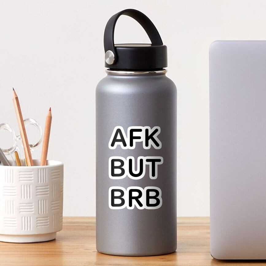 AFK BUT BRB - Black Writing Pin for Sale by akaiawa