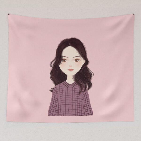 Item preview, Girl's canvas with cluttered loose hair and purple striped blouse designed and sold by chicsignzodiac.