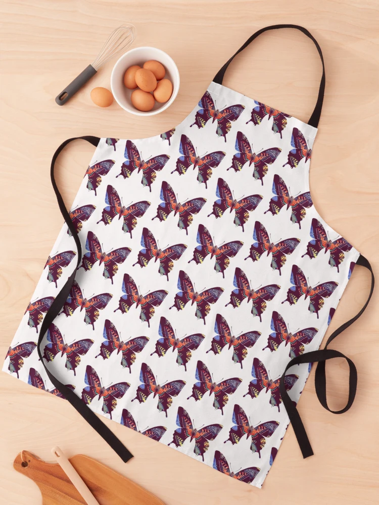 Aperçu 1 sur 6. Tablier avec l'œuvre Colourful Butterflys inside butterfly créée et vendue par Patternsonly.