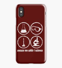 Excuse Me While I Science: Safety Goggles Required - White Text Version iPhone Case