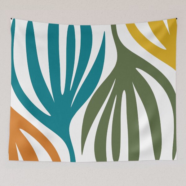 Item preview, Maldives Abstract Botanical Pattern in Moroccan Teal, Green, Mustard, Orange, and White designed and sold by kierkegaard.