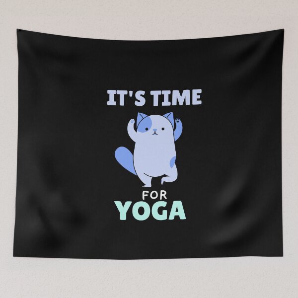 Item preview, It's Yoga Time! kawaii blue cat doing yoga designed and sold by GLwithUs.