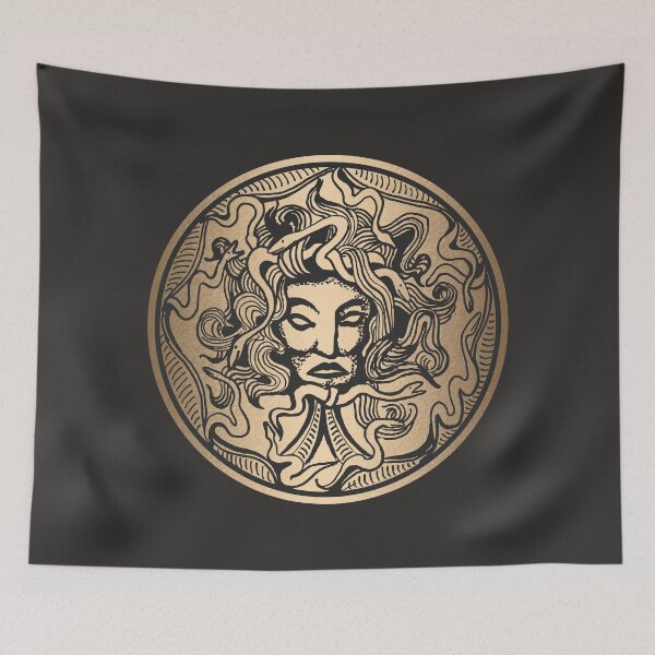 Item preview, Gold gorgoneion ancient Greek mythological figures amulet designed and sold by CynthiaGraphics.