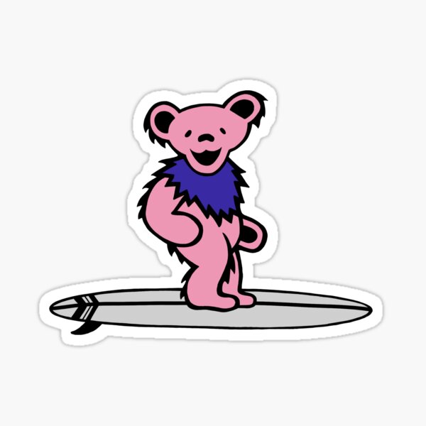 Dancing Bear on surf board Sticker