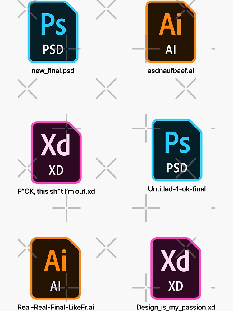 "Funny Adobe File Names Sticker Pack" Sticker for Sale by theashariqbal