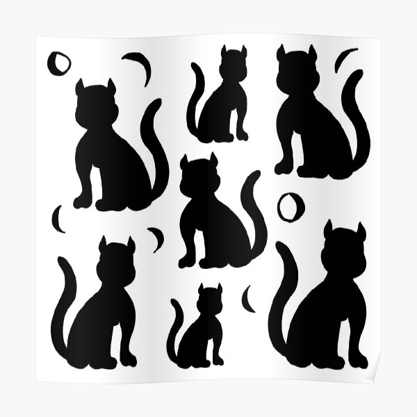 Posters Sur Le Theme Chat Blanc Sur Fond Noir Redbubble