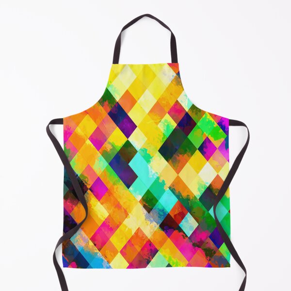 Item preview, geometric square pixel pattern abstract background in yellow blue green pink orange designed and sold by Mrvell.