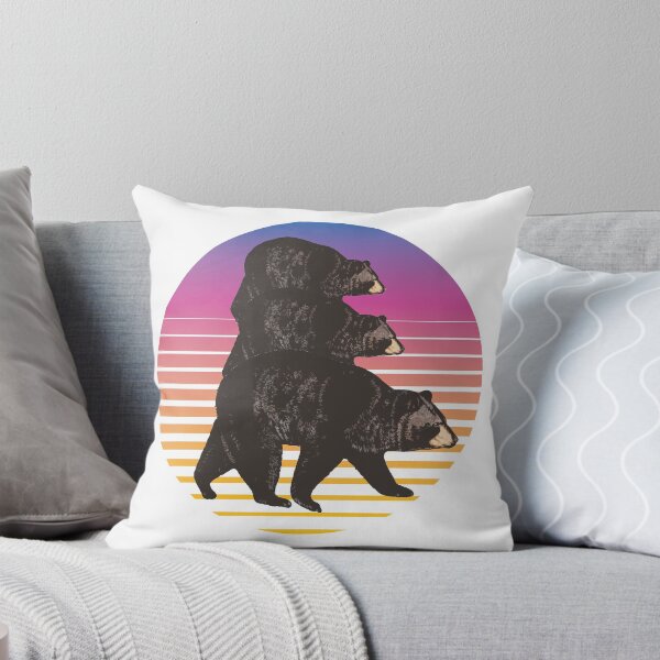 Item preview, Atardecer tropical clásico retro de los años 80 con oso negro americano designed and sold by CometDesign.