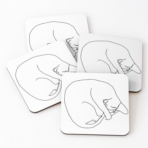 Item preview, sleeping cat in single line drawing (continuous line drawing) designed and sold by Mohes-art.