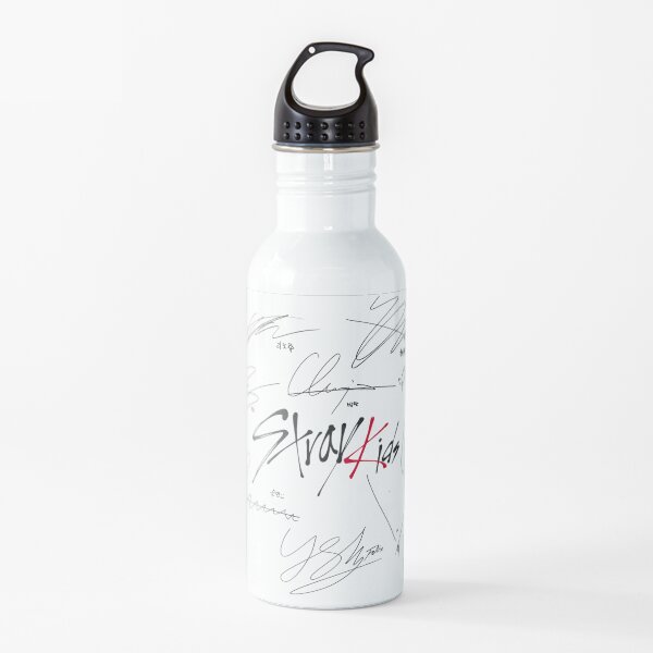 Stray Kids OT8 - Logo with Signatures (white) Water Bottle