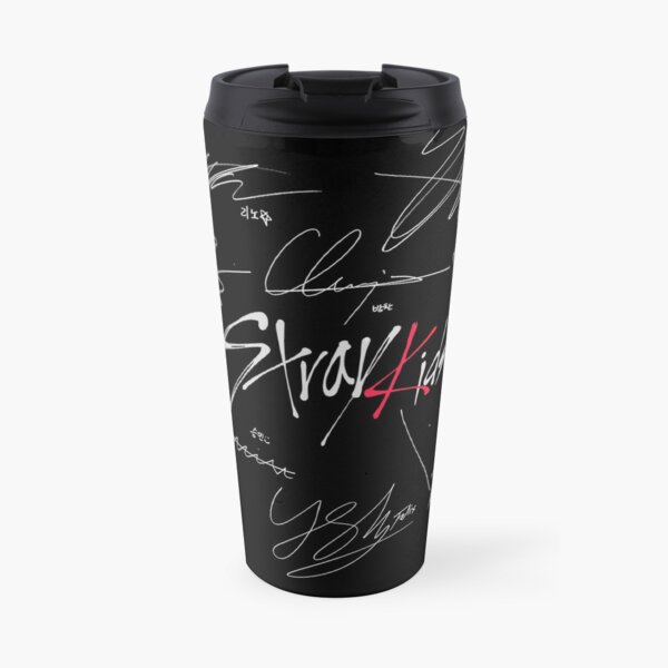 Stray Kids OT8 - Logo with Signatures (black) Travel Mug