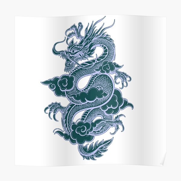 blue-chinese-dragon-poster-for-sale-by-wearwolfdesigns-redbubble