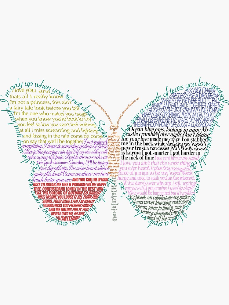 "Taylor Swift Song Butterfly" Sticker for Sale by pigeonspinkytoe