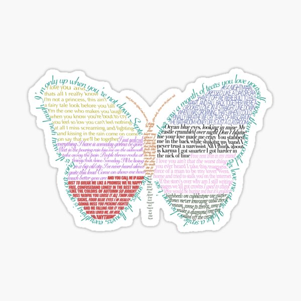 "Taylor Swift Song Butterfly" Sticker for Sale by pigeonspinkytoe