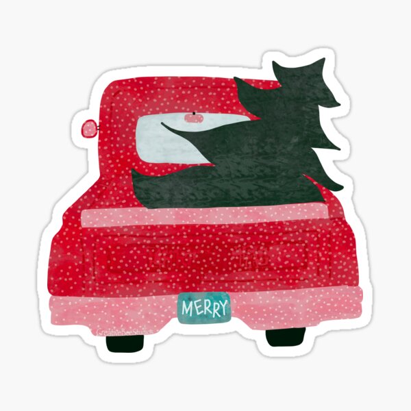 Red Truck Merry Christmas by Creative Bee Studios Sticker