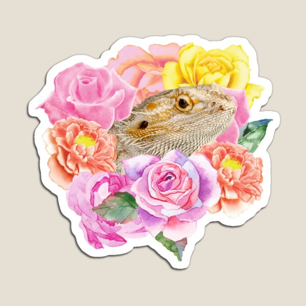 Artikelvorschau, Bartagame mit Aquarellblumen entworfen und verkauft von BeeBuzzed.