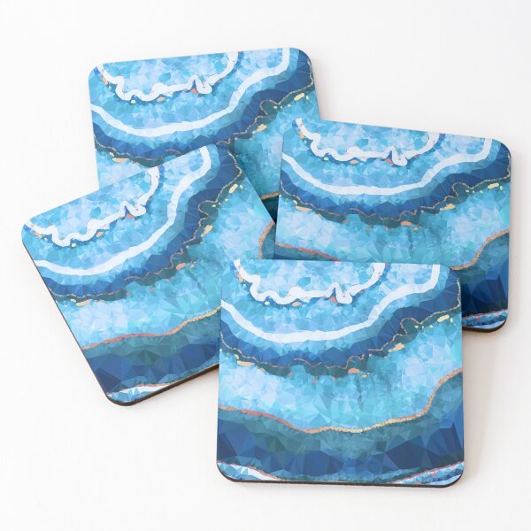Item preview, Gold Blue Agate Low Poly Geometric Triangle Art designed and sold by Vicky Brago-Mitchell®.
