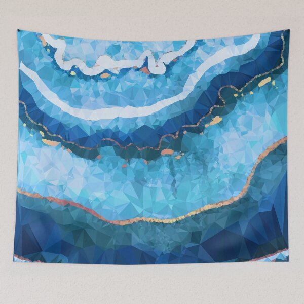Item preview, Gold Blue Agate Low Poly Geometric Triangle Art designed and sold by Vicky Brago-Mitchell®.