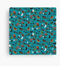 just birds teal blue Canvas Print