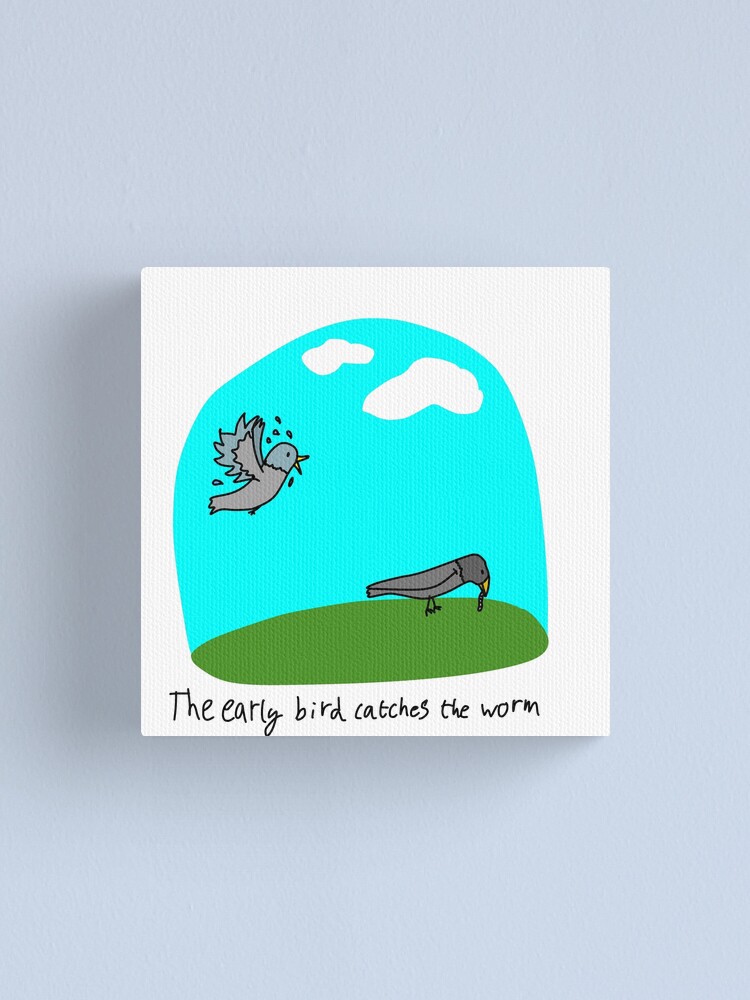 Idioms The early bird catches the worm fun illustrated idiom