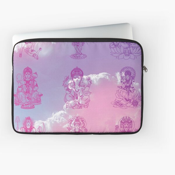 Vista previa del artículo con la obra «Dioses hindúes lineal grafico vector, sabiduria oriental, vishnu, shiva, ganesha, lakashmi, hanuman, rama, brahma, kali... rosa azul morado nubes», diseñado y vendido por Mariuki Flow.