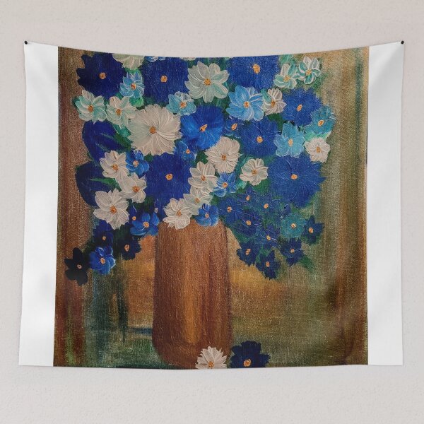 Item preview, Some abstract mixed flowers in a metallic vase  designed and sold by kkartwork.