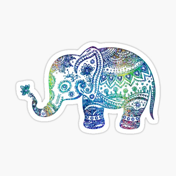 Colorful Elephant Glitter Texture Sticker