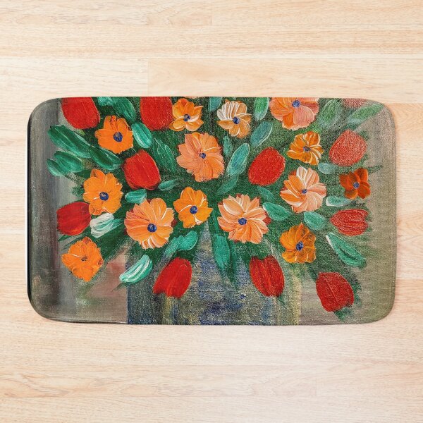 Item preview, Some abstract mixed flowers in a metallic vase  designed and sold by kkartwork.