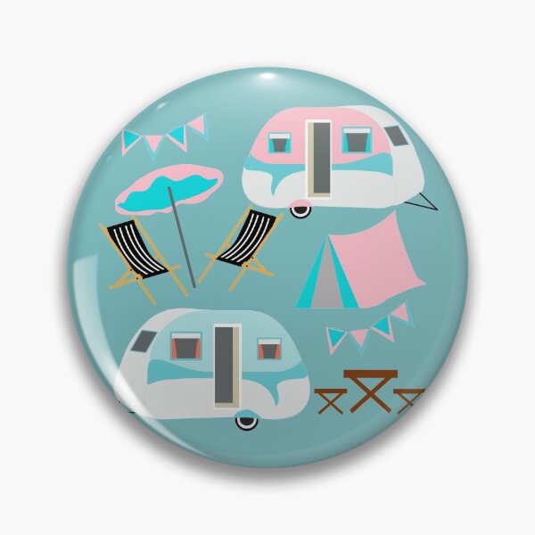 Item preview, Happy Campers Cute Retro Caravan Tents Pattern designed and sold by Artification.