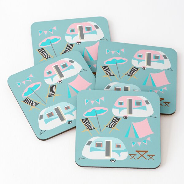 Item preview, Happy Campers Cute Retro Caravan Tents Pattern designed and sold by Artification.