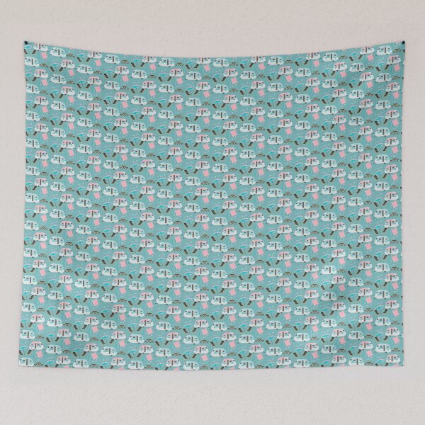 Item preview, Happy Campers Cute Retro Caravan Tents Pattern designed and sold by Artification.