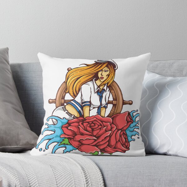 Item preview, Hot Female Ship Captain with Red Roses Tattoo Style designed and sold by pjwuebker.