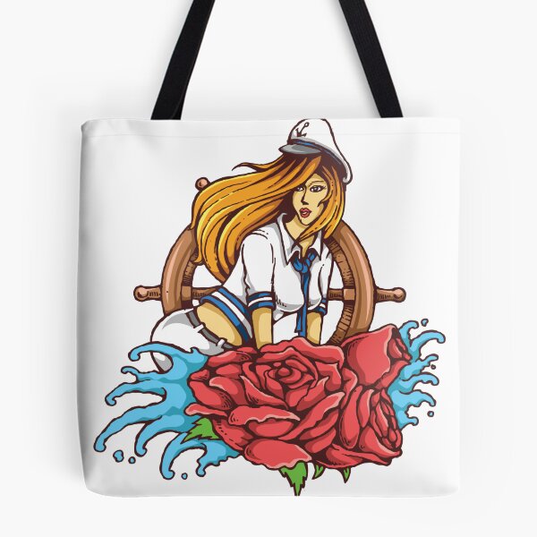 Item preview, Hot Female Ship Captain with Red Roses Tattoo Style designed and sold by pjwuebker.