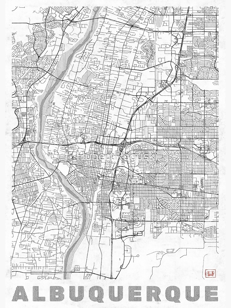 Albuquerque Map Line by HubertRoguski