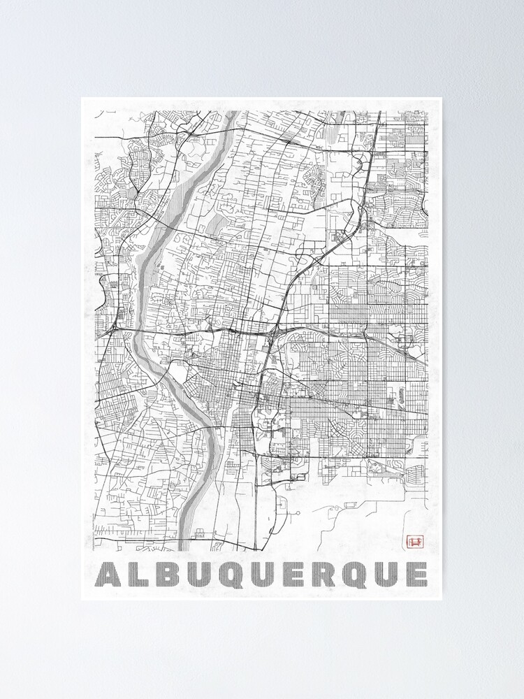 Alternate view of Albuquerque Map Line Poster