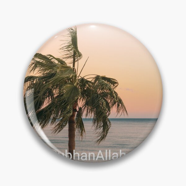 Item preview, SubhanAllah, peaceful beach with palm trees designed and sold by RealMuslamic.