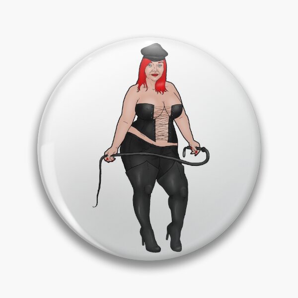 Item preview, Pin-up red-haired BBW dominatrix in corset, high boots and trousers, with a whip designed and sold by PinUpsandPulp.