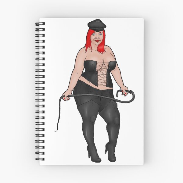 Item preview, Pin-up red-haired BBW dominatrix in corset, high boots and trousers, with a whip designed and sold by PinUpsandPulp.