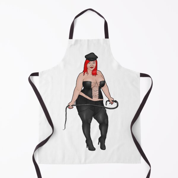 Item preview, Pin-up red-haired BBW dominatrix in corset, high boots and trousers, with a whip designed and sold by PinUpsandPulp.