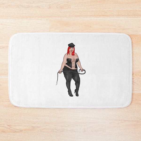 Item preview, Pin-up red-haired BBW dominatrix in corset, high boots and trousers, with a whip designed and sold by PinUpsandPulp.