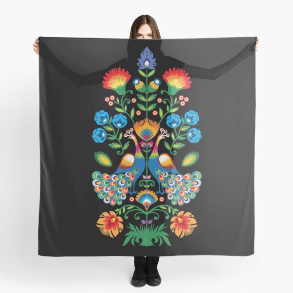 Item preview, Folk composition with peacocks on black designed and sold by FK-UK.