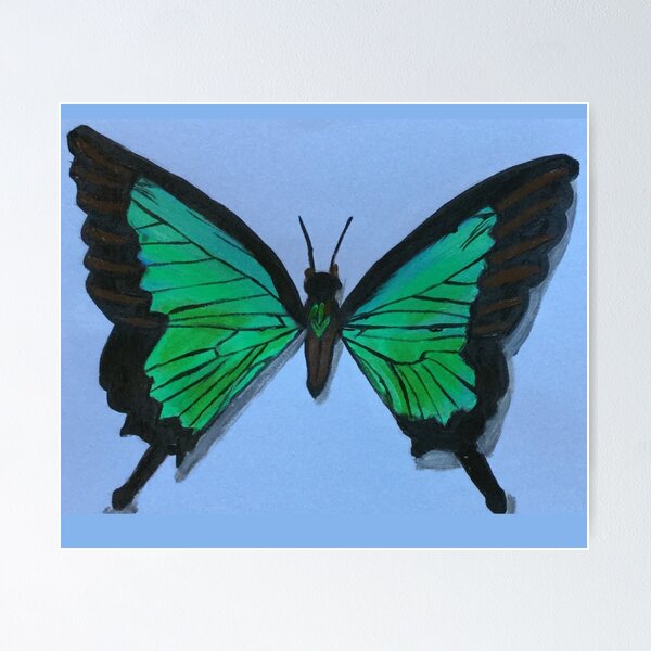 Item preview, Green Ulysses Butterfly Hand Painted Acrylic Painting designed and sold by UncleStuScience.