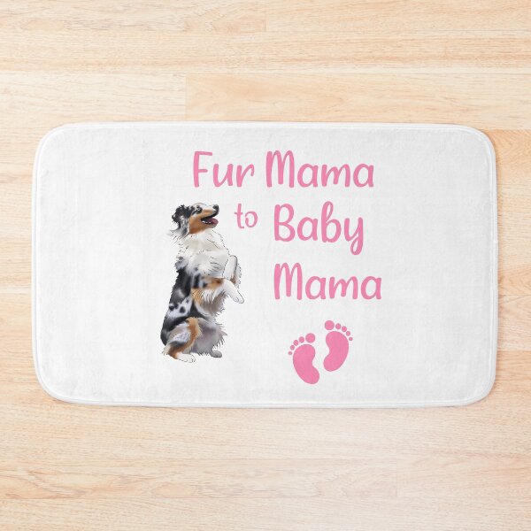 Item preview, "Fur Mama to Baby Mama" with an Australian Shepherd Illustration, New Mom, Pink designed and sold by ElysianCreation.