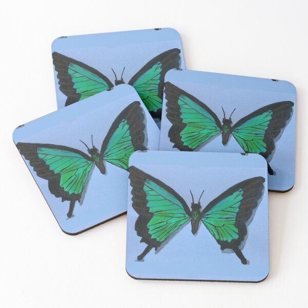 Item preview, Green Ulysses Butterfly Hand Painted Acrylic Painting Framed Art Print designed and sold by UncleStuScience.