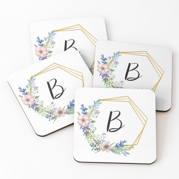 Item preview, Floral monogram with golden frame letter B designed and sold by JustSeasons.