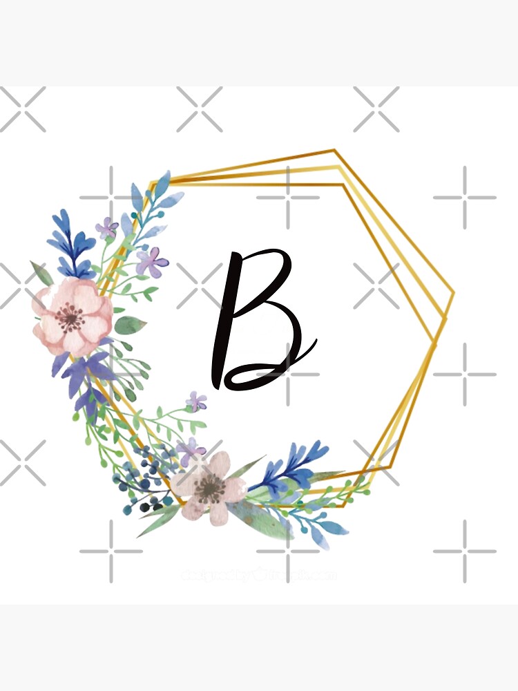 "Floral Monogram With Golden Frame Letter B" Sticker For Sale By ...