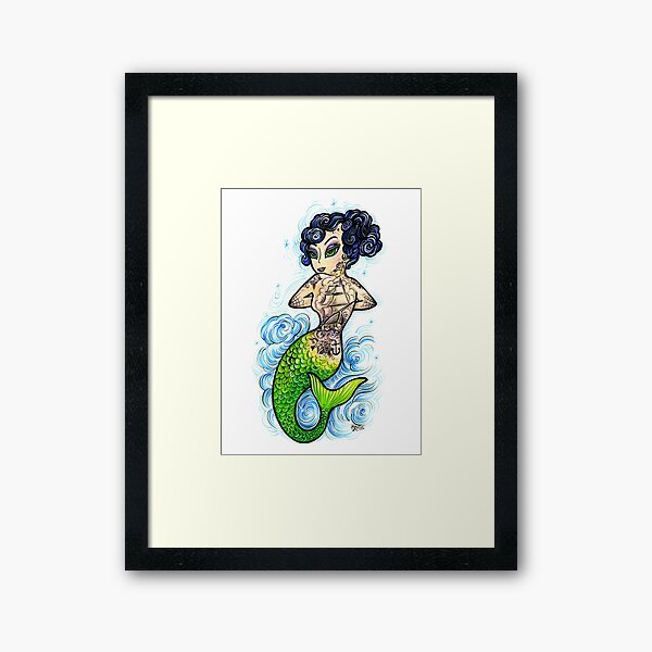 Crash Mermaid Framed Art Print