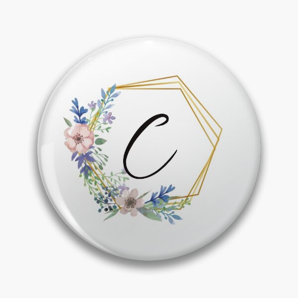 Item preview, Floral monogram with golden frame letter C designed and sold by JustSeasons.