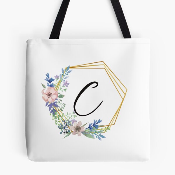 Item preview, Floral monogram with golden frame letter C designed and sold by JustSeasons.
