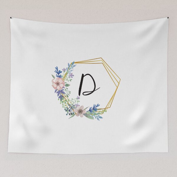 Item preview, Floral monogram with golden frame letter D designed and sold by JustSeasons.